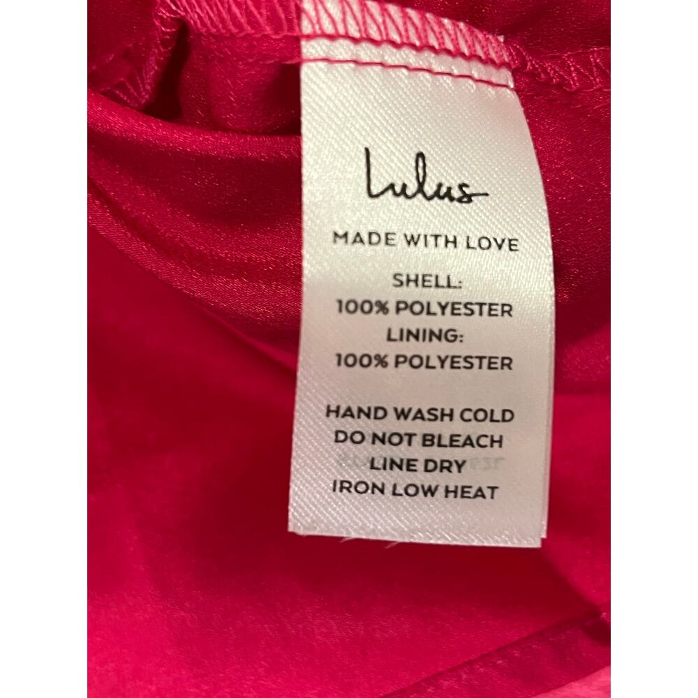 Lulus Hot Pink Sheer Tie Back Blouse Coquette Romantic Feminine Long Sleeve S - Picture 6 of 8